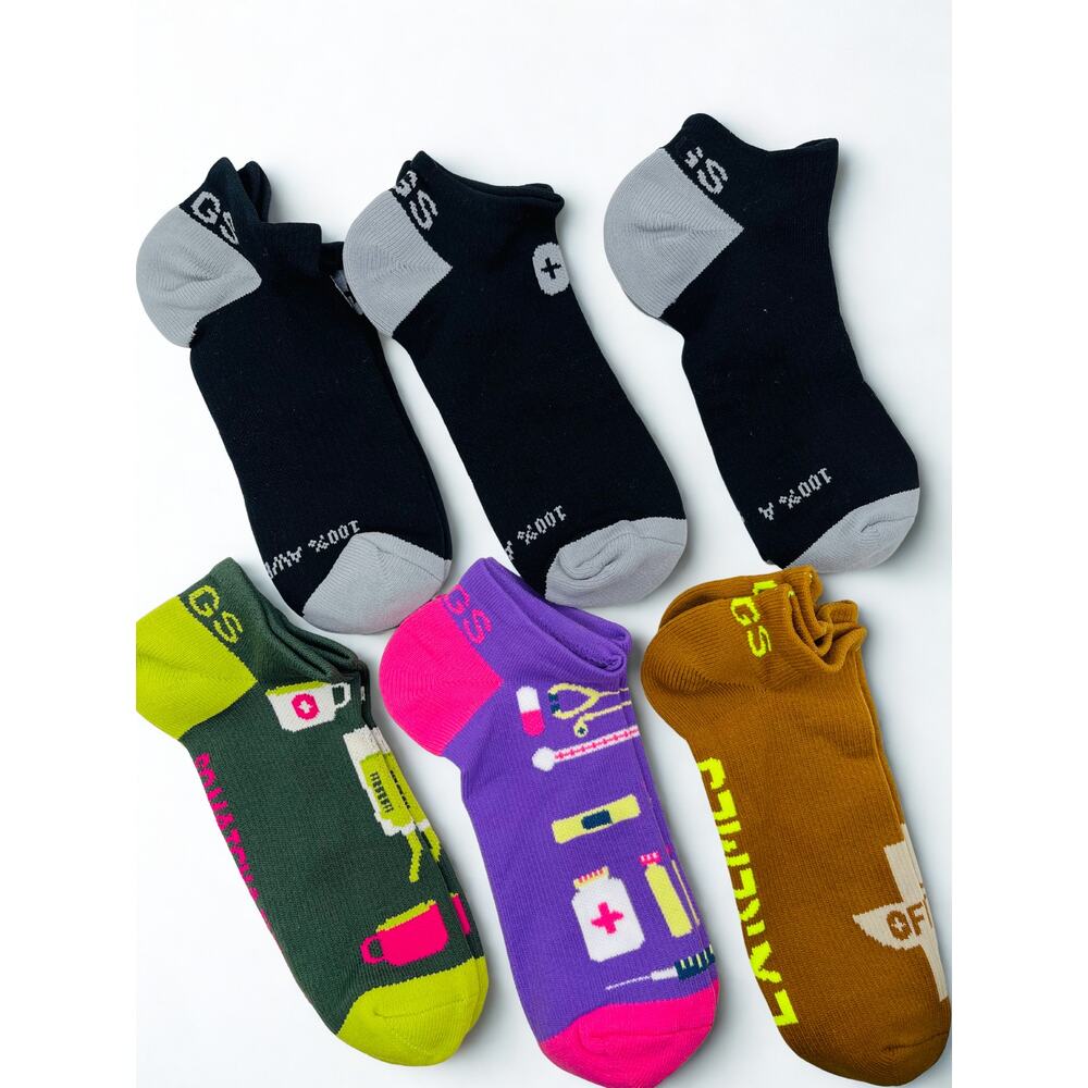 6 Pairs FIGS Compression  No-show Socks Size Large